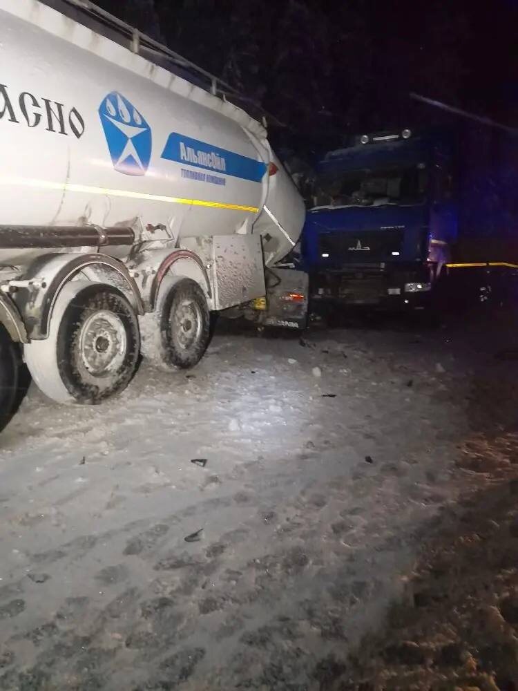    Бензовоз и автомобильный трал столкнулись на трассе в Карелии© МВД Карелии /Госкомитет Карелии по безопасности