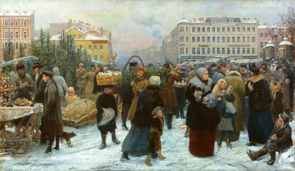 Картина - Генрих Манизер, Елочный торг. Омский областной музей изобразительных искусств имени М. А. Врубеля.