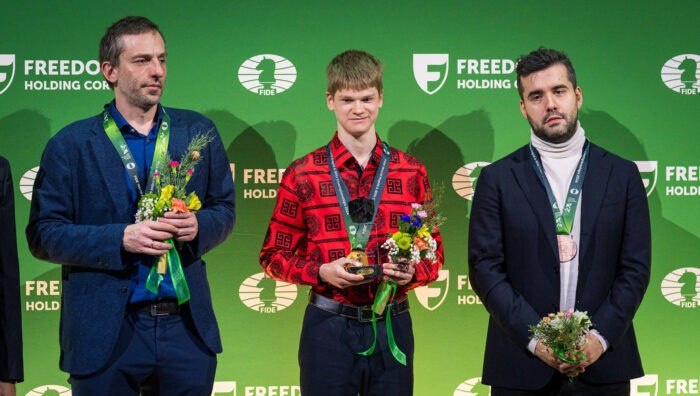Призеры ЧМ по РАПИДУ 2024 года Грищук, Мурзин, Непомнящий. 