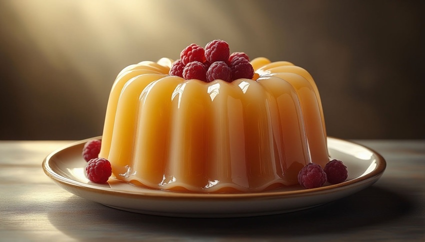 Десерт из желе с ягодами малины