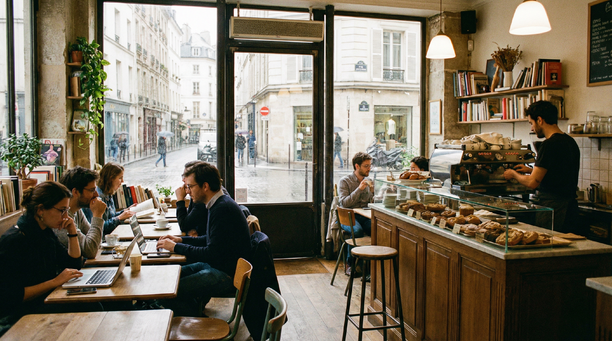 Вот, кстати, она — сцена в кафе. Именно такой запрос я и написал. И вот результат.