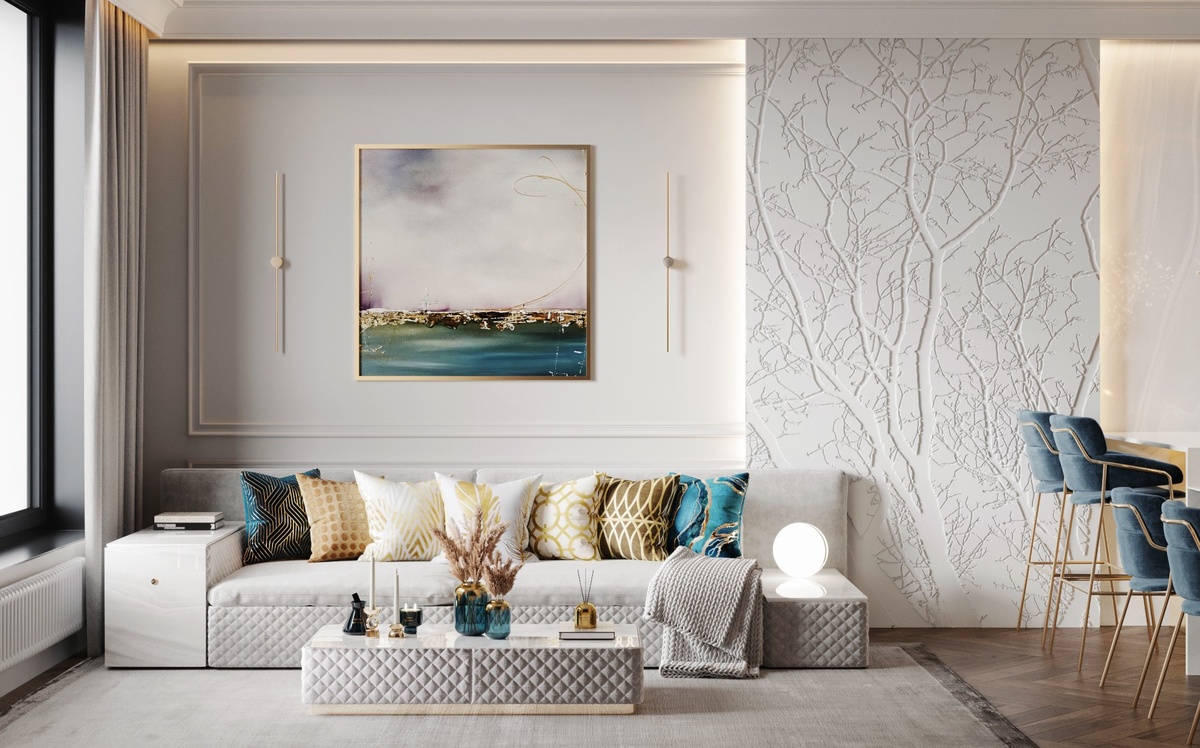 Дизайн в стиле современной классики, работа студии VPROEKTE