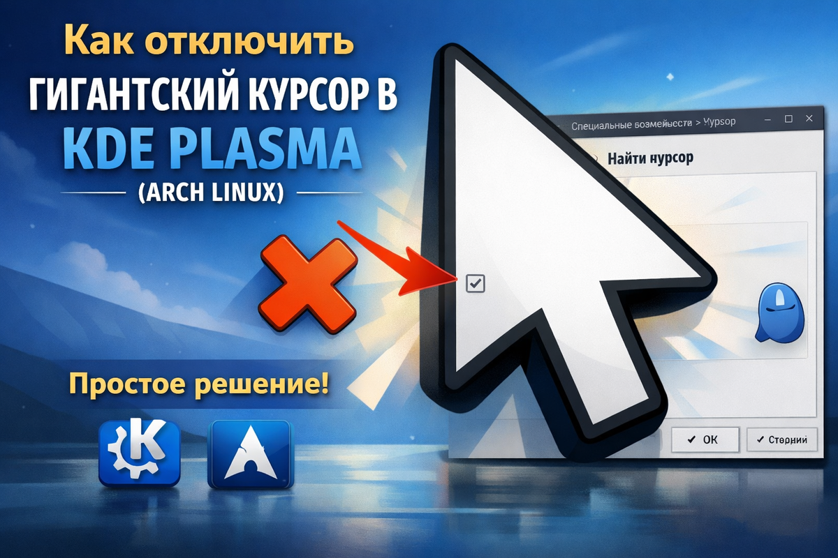 Как отключить гигантский курсор мыши в KDE Plasma (Arch Linux)