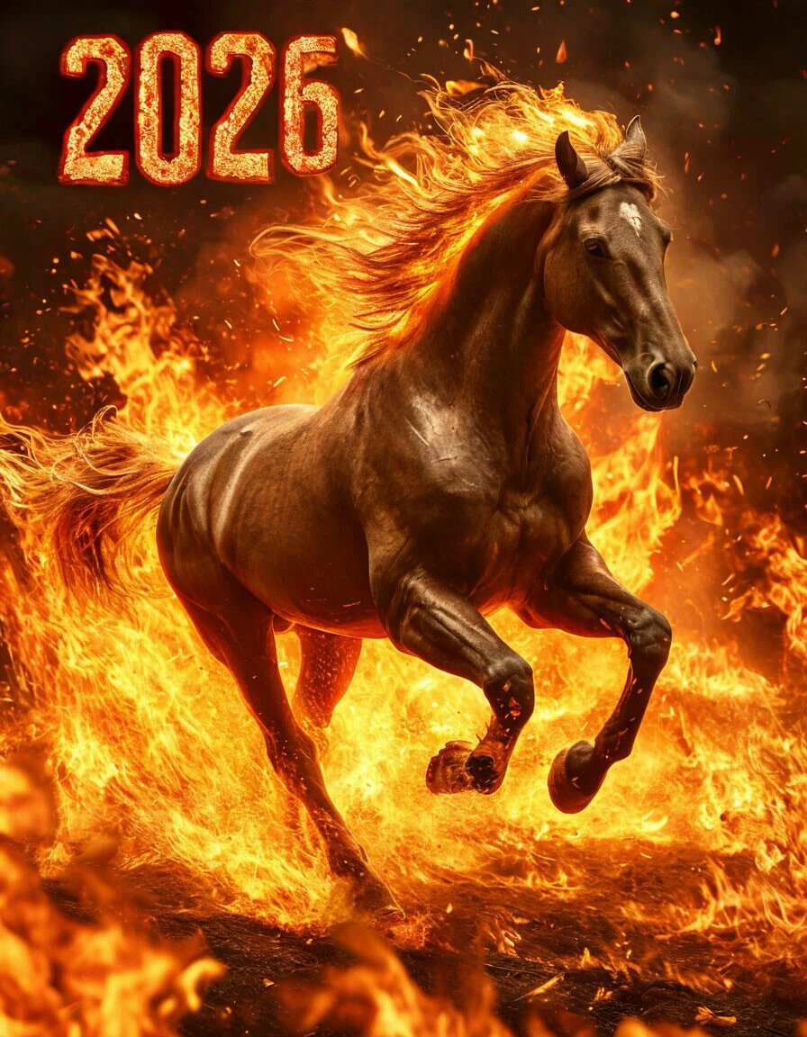 Красная Огненная Лошадь.  Взято из открытых источников интернета. 