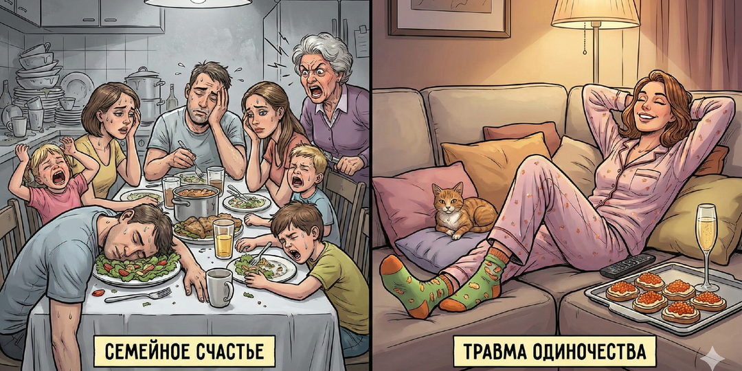 «О нет, я встречаю Новый год одна!»: почему психологи считают это травмой, а я — главным выигрышем в лотерею