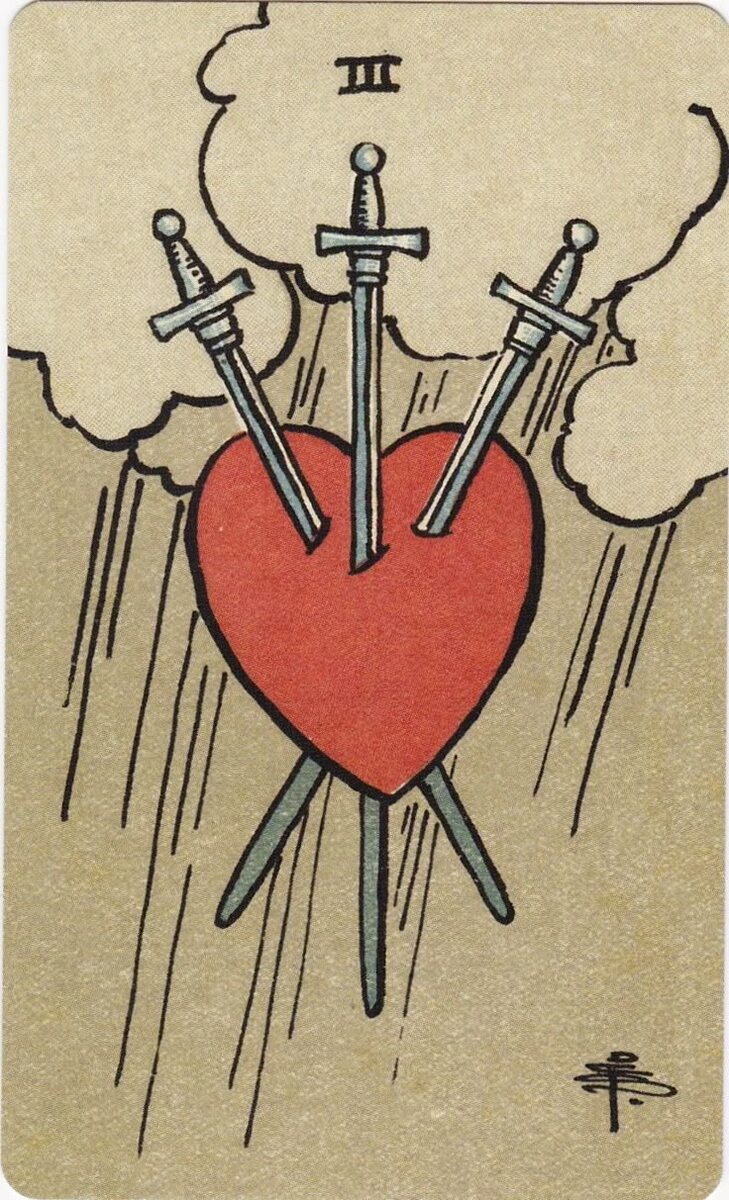 Тройка Мечей Таро Райдера - Уэйта