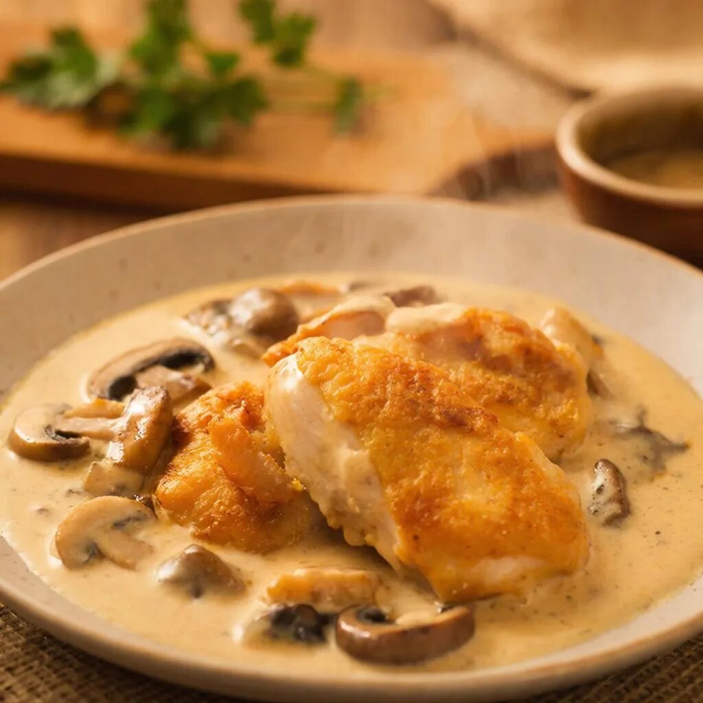 Сочные куриные грудки в сливочно‑грибном соусе: ужин, который покорит сердце
