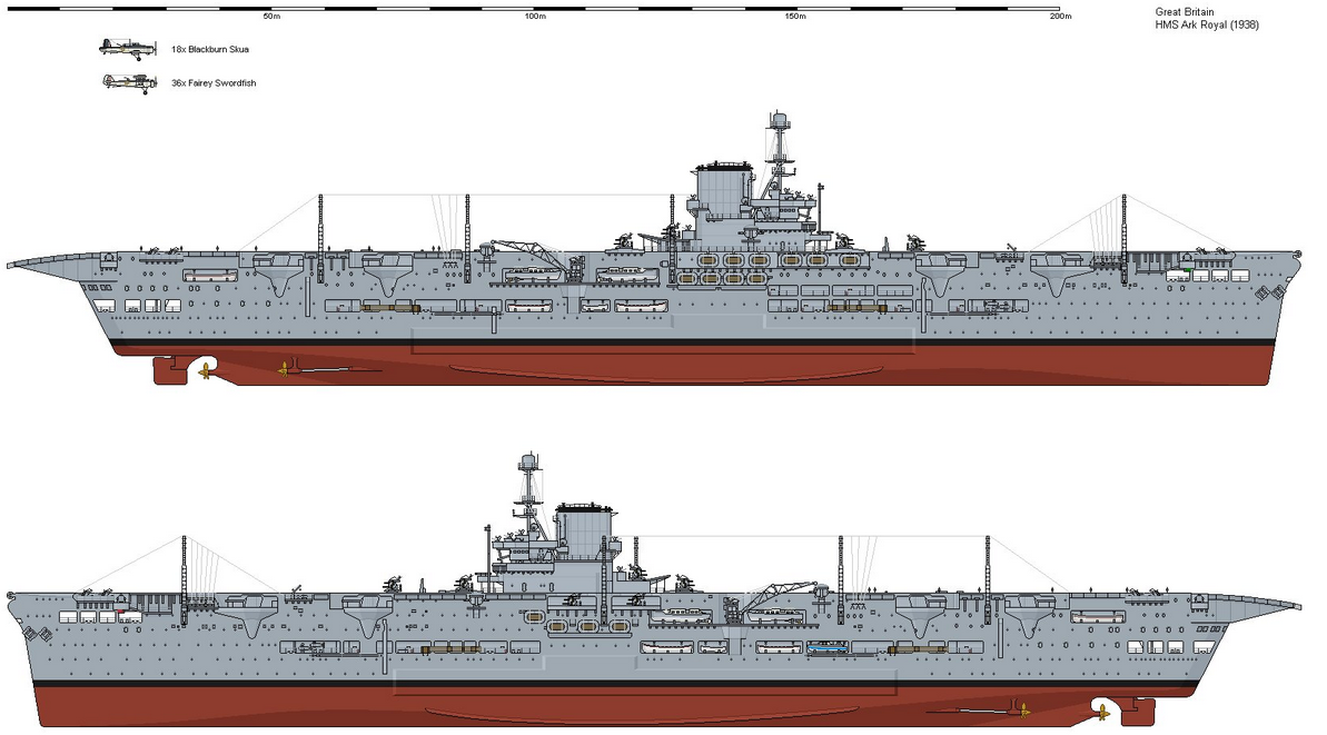 Схема внешнего вида авианосец "Арк Ройал" (от нашего читателя)