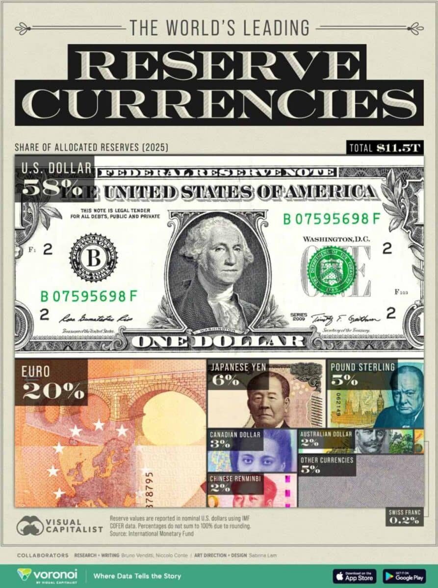    Рейтинг: самые влиятельные резервные валюты мира / © Visual Capitalist