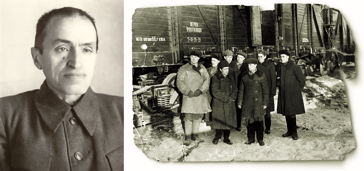  Главный конструктор Дмитрий Лоренцо и группа инженеров вместе с ним у первых уральских вагонов. Источник: УВЗ