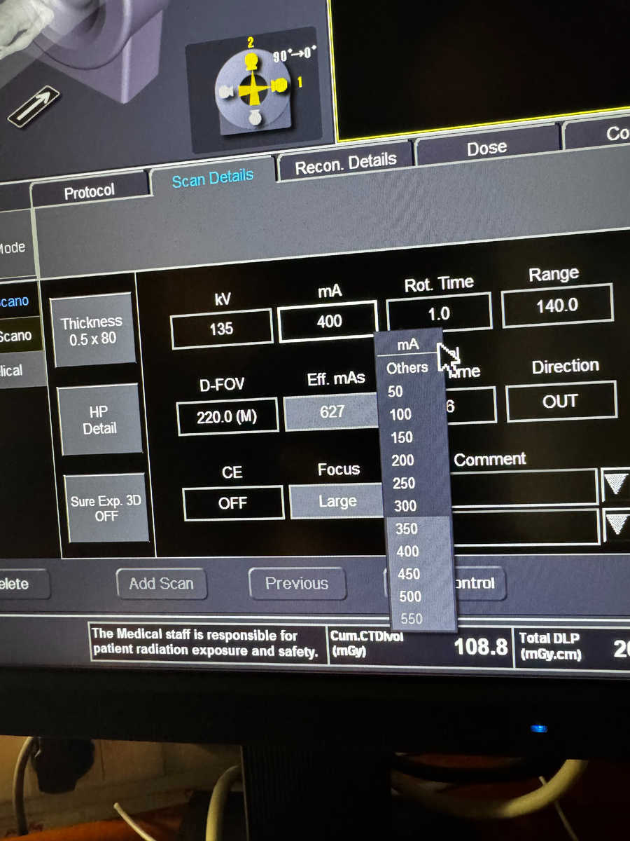 Интерфейс аппарата Canon. Установки mA. 