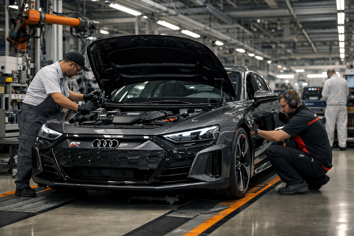 Если Tesla — символ революции, то Audi RS e-tron GT — символ немецкой инженерной гармонии.
Этот автомобиль — доказательство того, что скорость, комфорт и электричество могут существовать в абсолютном балансе.
🏁 История создания
Проект e-tron GT начался в 2018 году, когда Audi решила показать, что электромобиль может быть эмоциональным и спортивным, а не просто экологичным.
Разработку вели параллельно с Porsche Taycan — обе машины делят одну платформу J1 Performance Platform.
Первый концепт показали на автосалоне в Лос-Анджелесе в 2018 году, а серийная версия вышла в 2021-м.
И уже через год RS e-tron GT стал одной из самых престижных моделей Audi — флагманом электромобильной линейки.