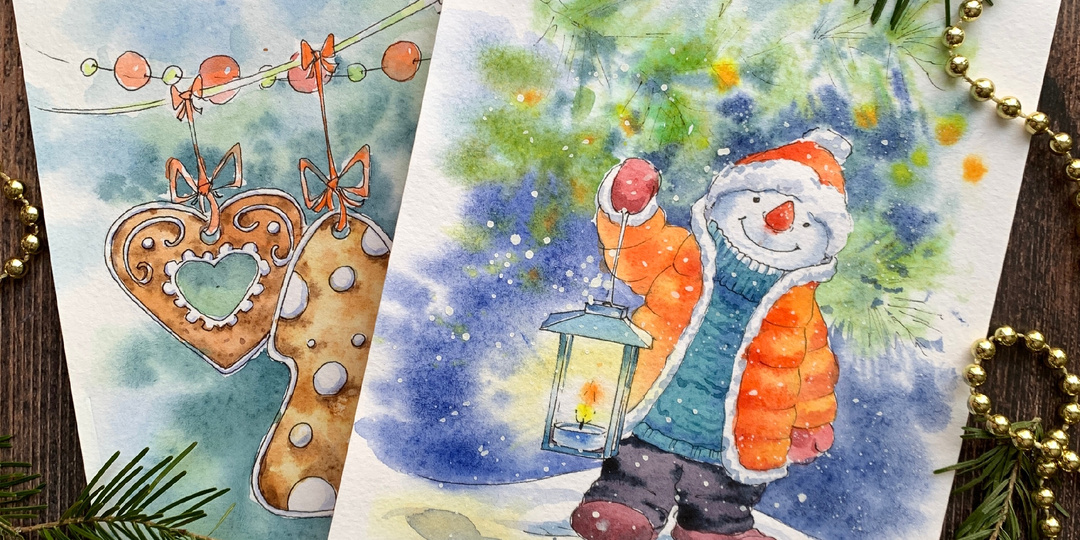 Хотите порисовать новогодние открытки для настроения?
