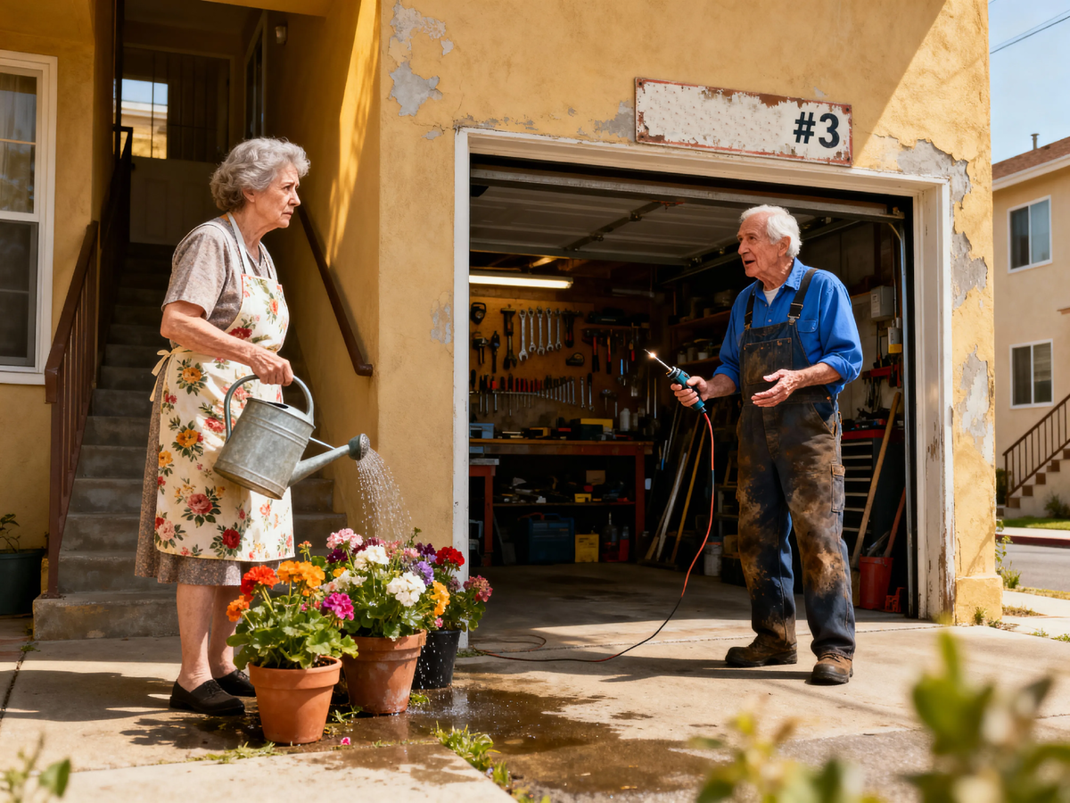 Лидия Петровна поливает цветы, а Петрович чинит велосипед. А что вы делаете, когда на душе пусто? Расскажите. 👴👵