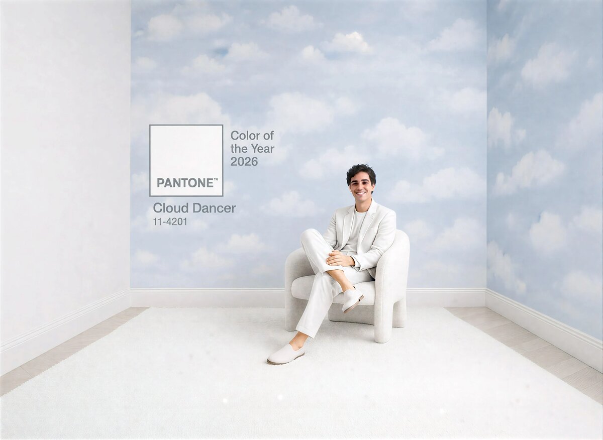 Интерьер в цвете Cloud Dancer — главный оттенок 2026 года по Pantone