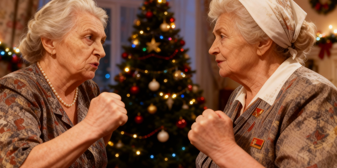 Драка у елки закончилась криком внучки, которая поставила обеих бабушек на место.