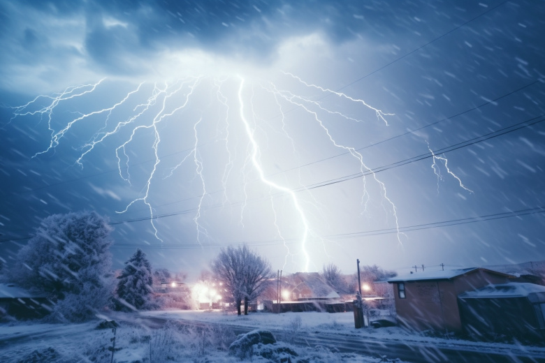 Молния в метель в Кемеровской области. Фото из интернета.