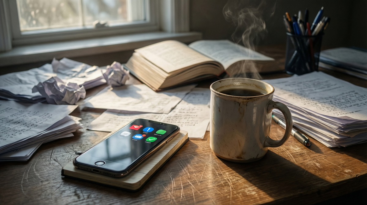 Иногда ум похож на такой стол — много всего, и всё вперемешку. Но у любого хаоса, даже цифрового, есть свой пункт назначения.