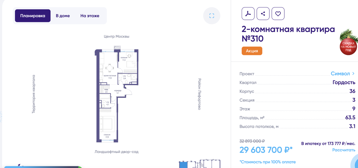 Маленькая евротрешка в Символе стоит под 30 млн., по акции. Поприличнее квартиры 33-34.