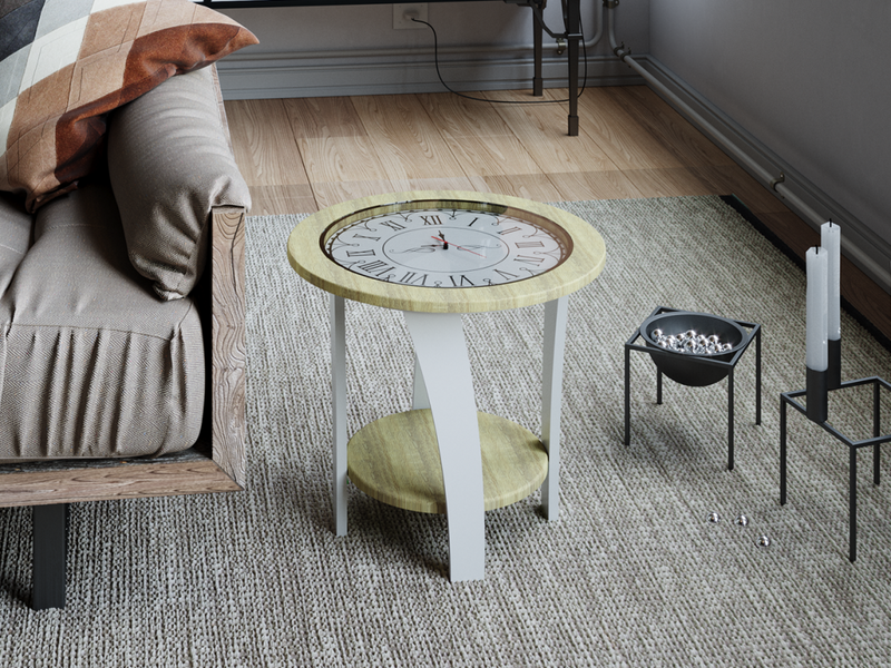 Стол журнальный ЭСТЕТ дуб сонома-белый жемчуг