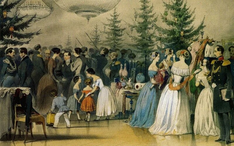 А.Ф. Чернышев. Рождественская ёлка в Аничковом дворце. 1848 г.