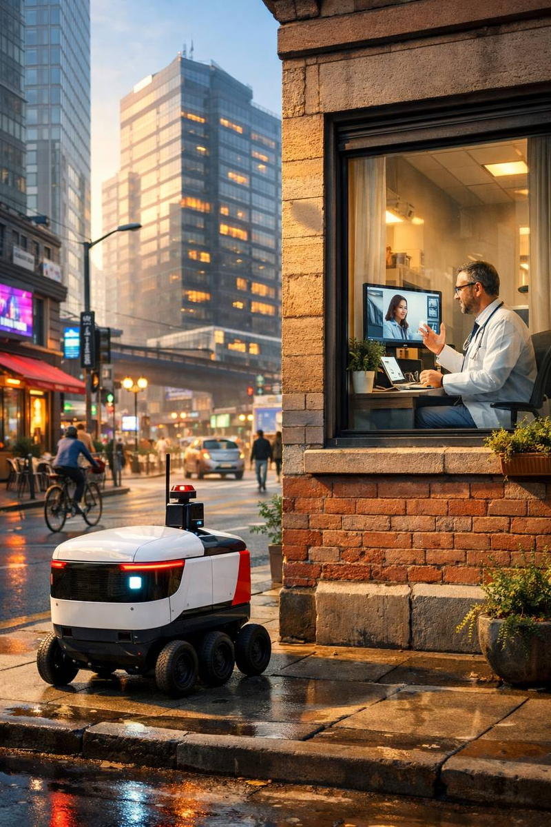 Сегодня на одной улице соседствуют робот-курьер, телемедицина и гибридный офис.
