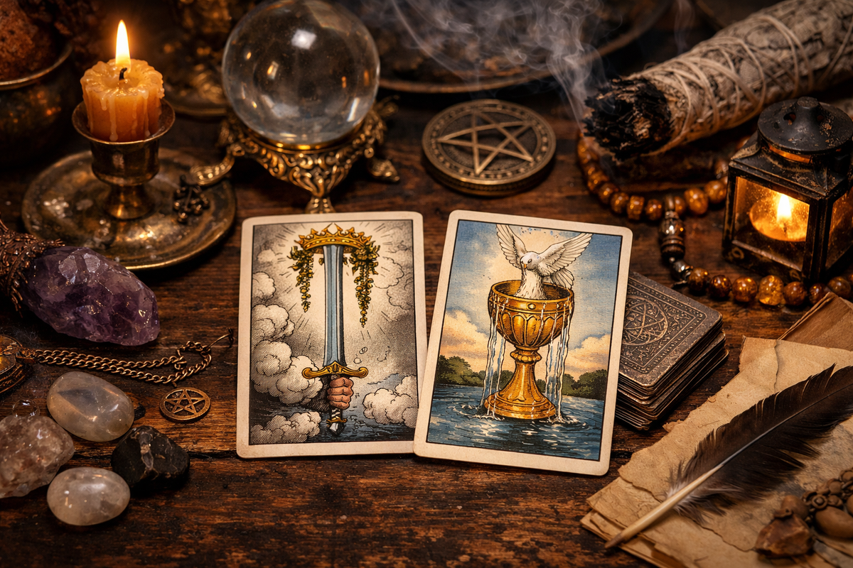 Что показывает сочетание Туза Мечей и Туза Кубков 2026