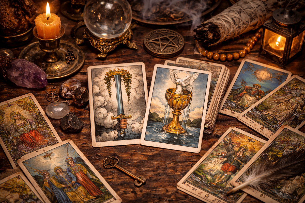 Сочетание Туза Жезлов и Туза Кубков в окружении других Арканов — контекст решает.