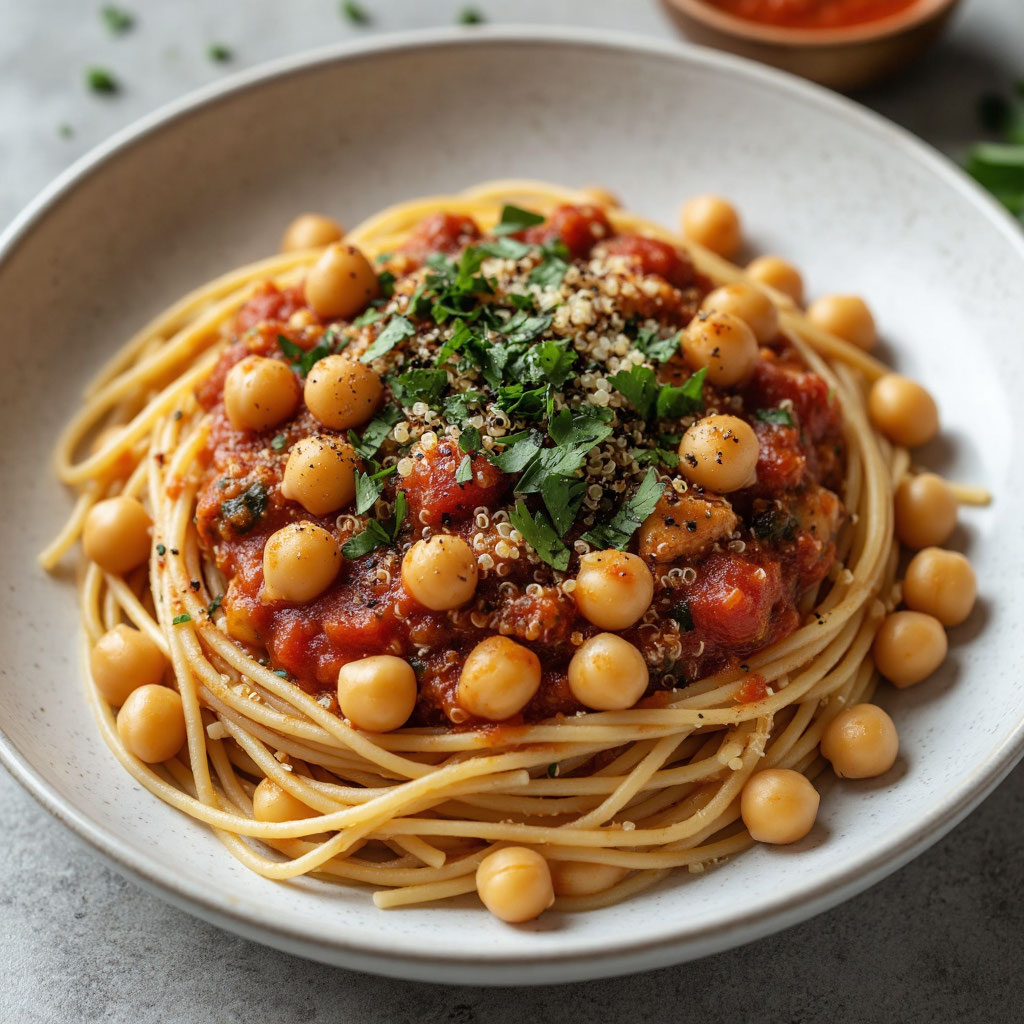 Вегетарианская паста с нутом и киноа