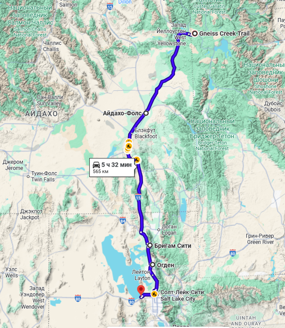 Карта маршрута в 3-й день путешествия