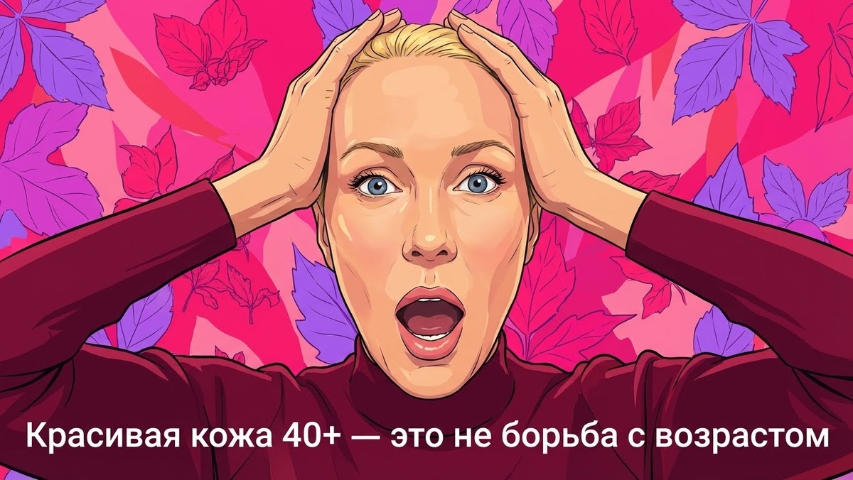 Уход за кожей 40+ — естественное омоложение лица, женщина с ухоженной зрелой кожей без уколов.