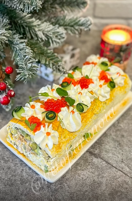 САЛАТ ОЛИВЬЕ в трендовой подаче, в рулете