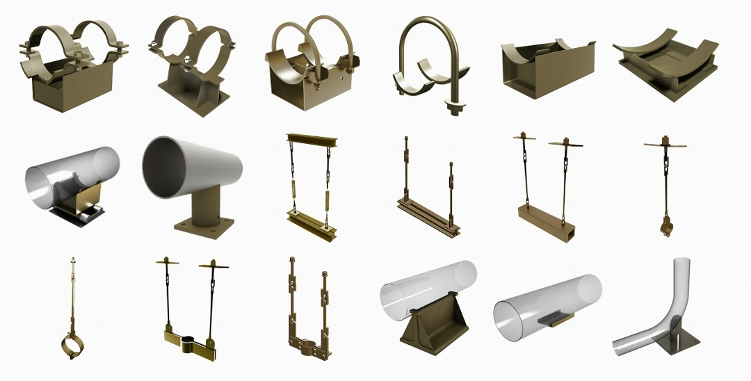 Варианты подвесок для труб и соединений