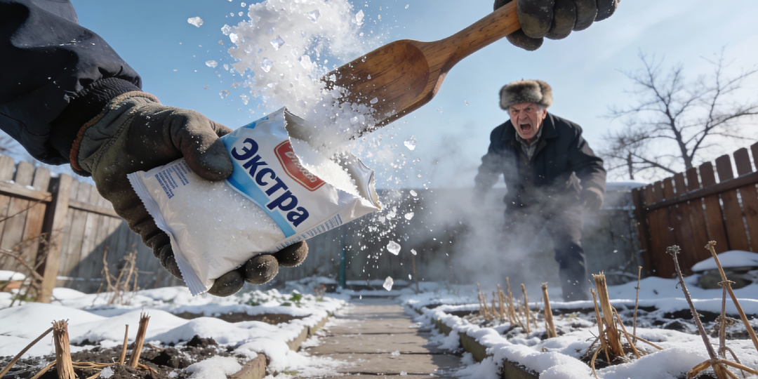 «Ты зачем землю солишь, ирод?!» Сосед ударил клюкой по пачке соли, которой я посыпал лед (и был прав)