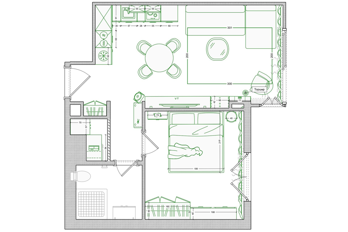 Планировочное решение и расстановка мебели