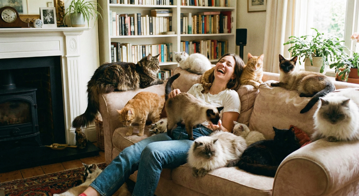 Так выглядит комната волонтёра со стажем) Картинка создана котячьим ИИ