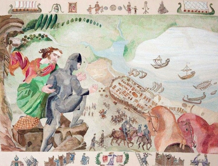 Король Ирландии Дермод МакМура и нормандец Робер Фитцстевен присматриваются к Уэксфорду.