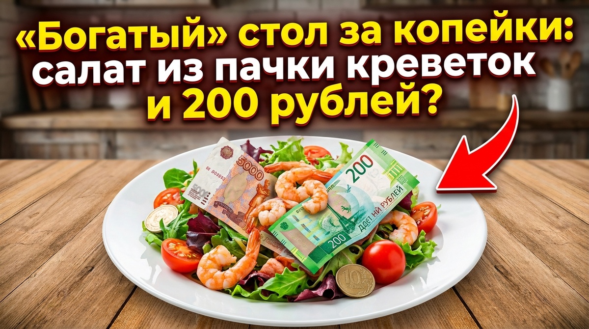  «Богатый» стол за копейки: как из обычной пачки креветок и 200 рублей я делаю салат уровня ресторана
