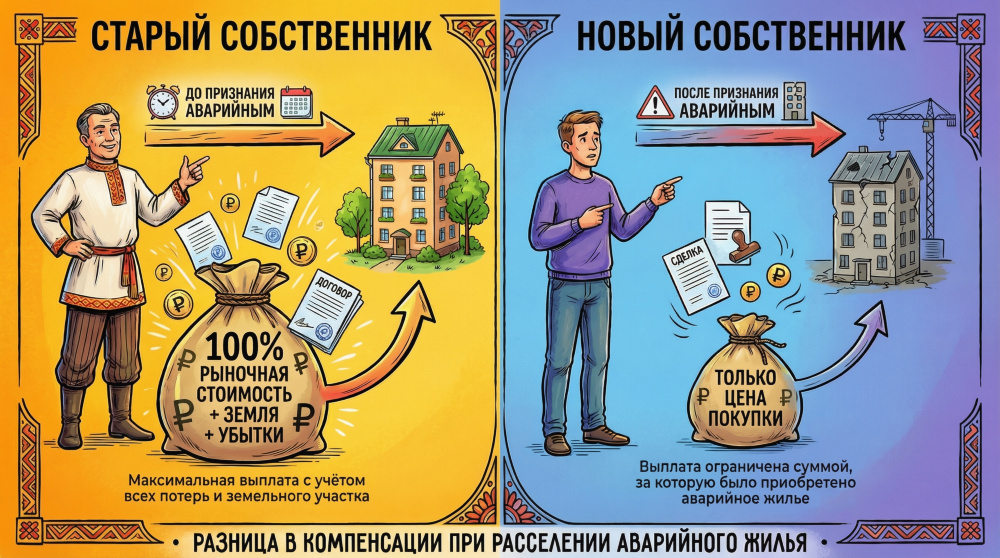    Критическое различие в правах на компенсацию в зависимости от момента приобретения жилья