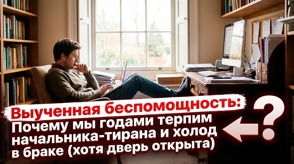 Выученная беспомощность: Почему мы годами терпим начальника-тирана и холод в браке (хотя дверь открыта)