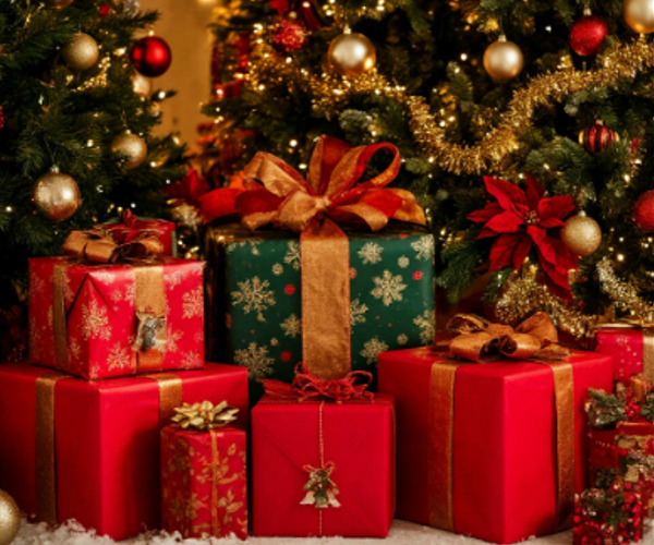 Подарки под елочку. Картинка автора из нейросетей