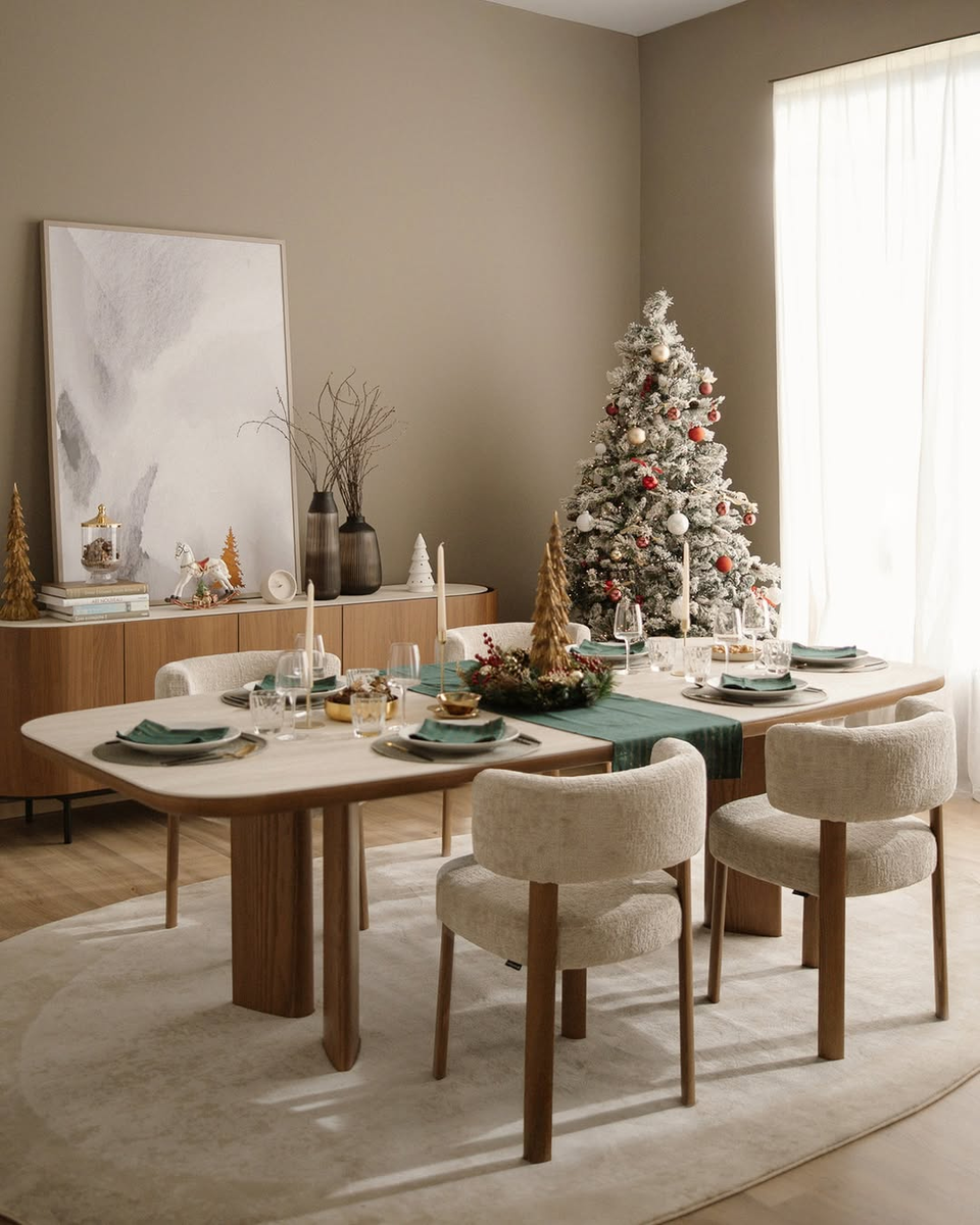 Total Look в оттенке Noce Canaletto. Стол SANDY и стулья GLEN — это гармония скругленной керамики и теплого дерева. Тот самый итальянский уют, который не потеряет актуальности и через 10 лет.