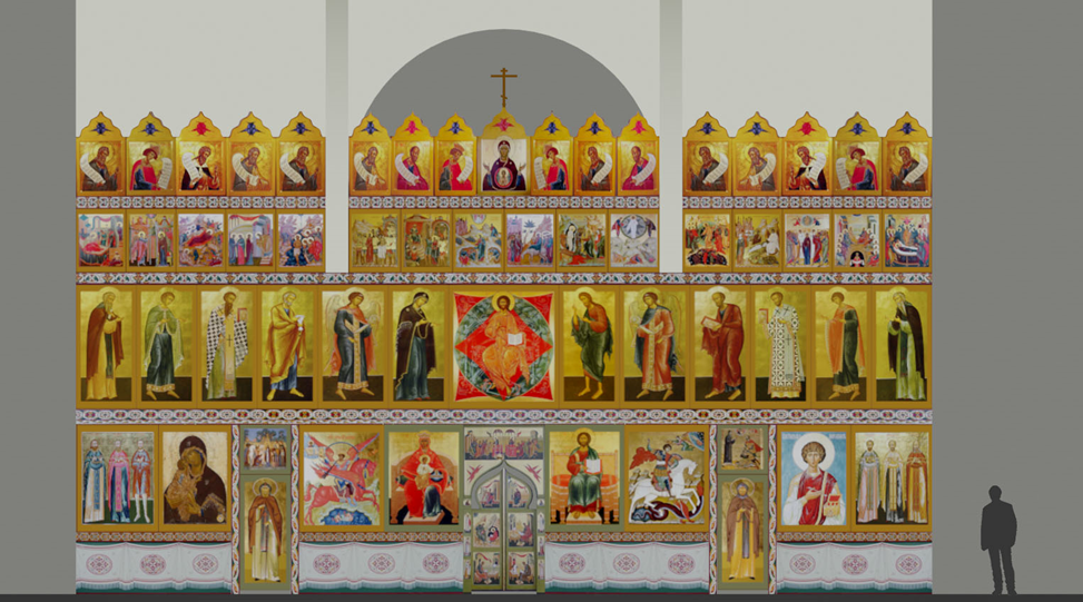 Проект иконостаса храма святого великомученика Георгия Победоносца Патриаршего подворья в Зеленограде 