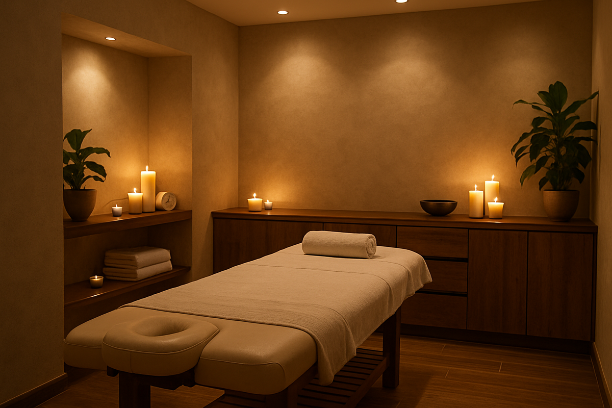 Массаж спины в "Массажном острове" в тихой расслабляющей атмосфере.