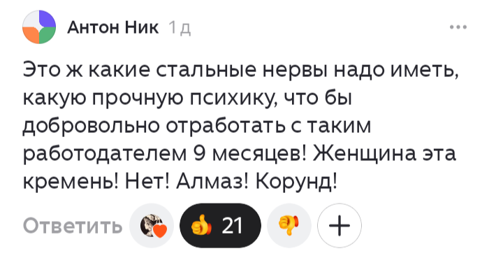 Скриншот комментария под предыдущей статьёй о Меган