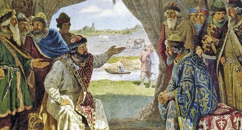 Алексей Кившенко. «Долобский съезд князей – свидание князя Владимира Мономаха с князем Святополком». 1880 год