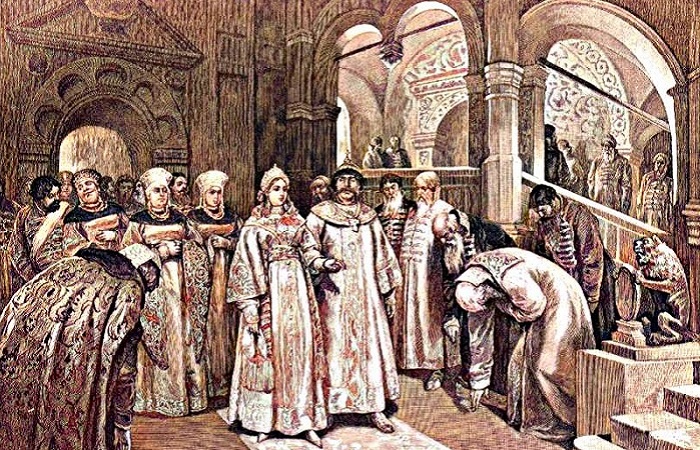 1526 год. Василий III и его невеста — Елена Глинская (картина К.В.Лебедева — 1916 год). 