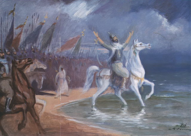 Укба ибн Нафи аль-Фихри - военачальник и государственный деятель Арабского халифата на берегу Атлантического океана. Фото является общественным достоянием. 