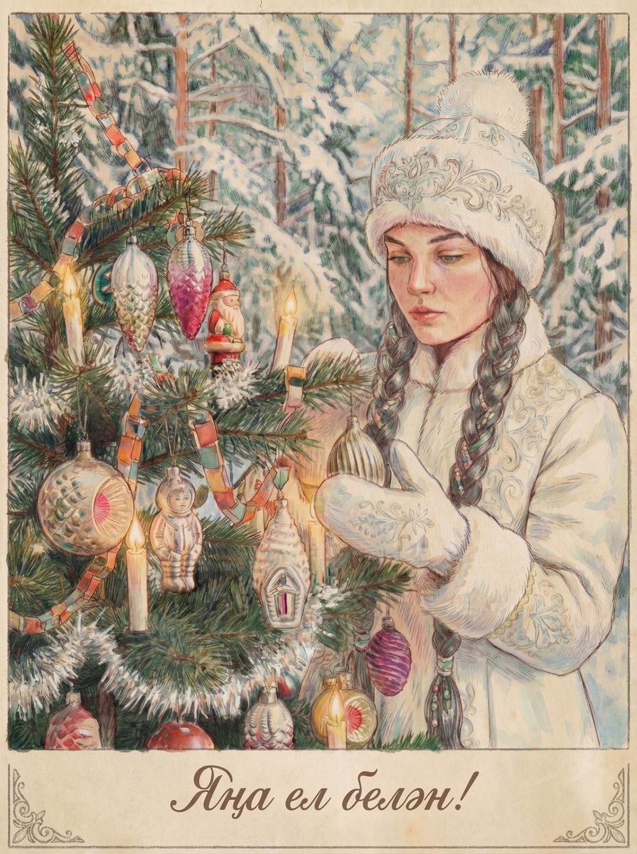 Открытка на татарском: с новым годом