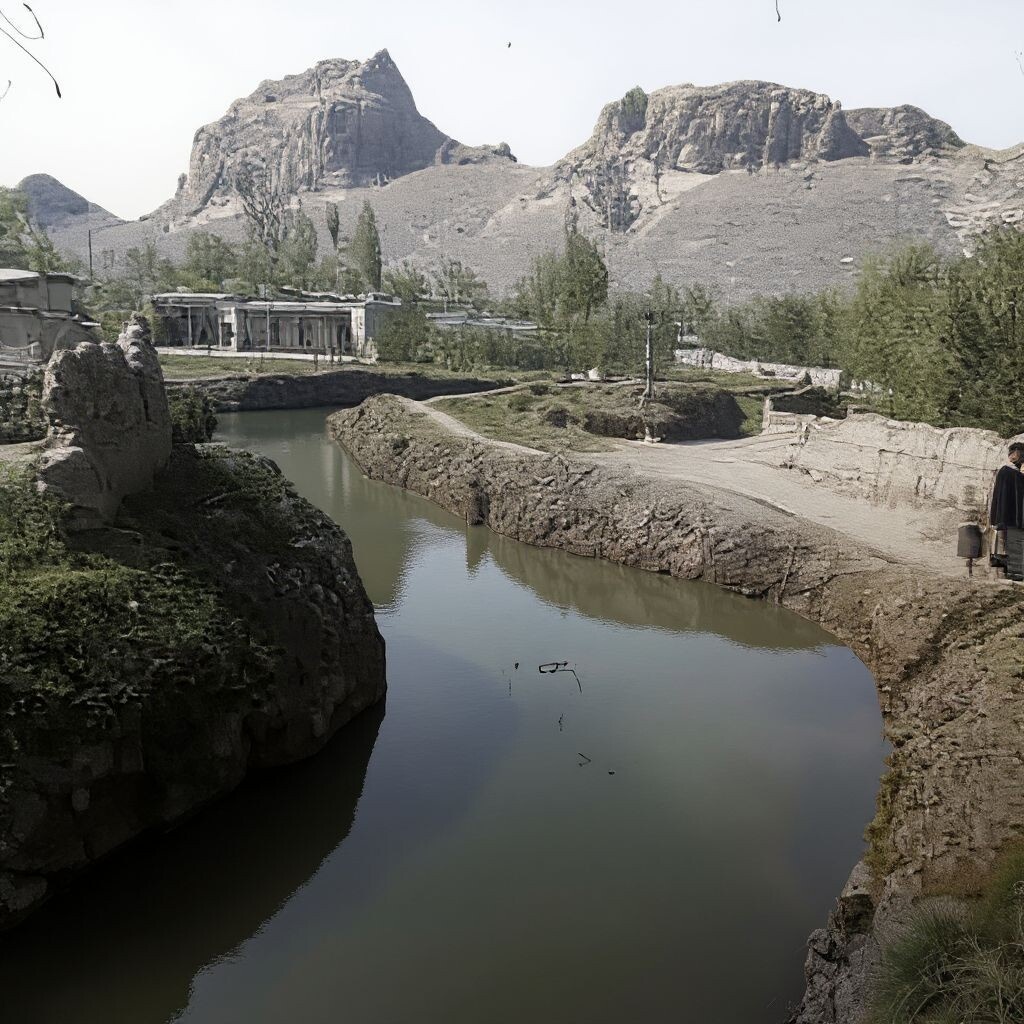 КАИРМА-арык на полях совхоза "Тюлейкен" в районе ул Наукатской, не далеко от кирпичного завода. Фото сделано в 1964 г.